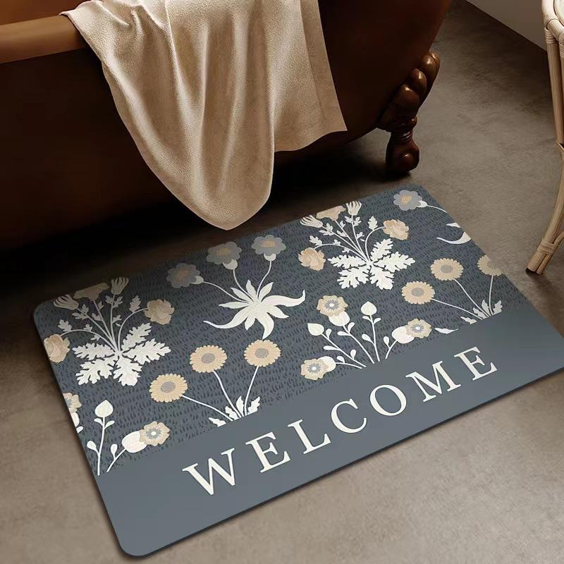 Nordic Vintage Bathroom Dirt Resistant Wear-resistant Easy Care Mat Bathroom Door Moisture-wicking Quick Dry Diatomium Mud Carpet