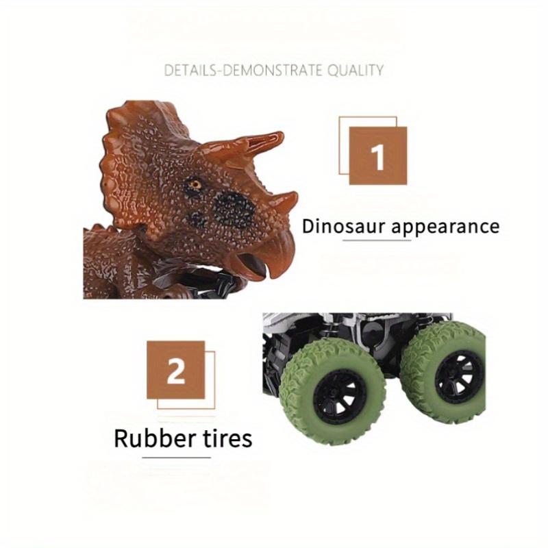 1pc Dinosaur Inertial Pull Back Car, Manual Off Road Driving Vehicle, Plastic Animal Themed Toy with Rubber Tires, Simulation Dinosaur Stunt Car