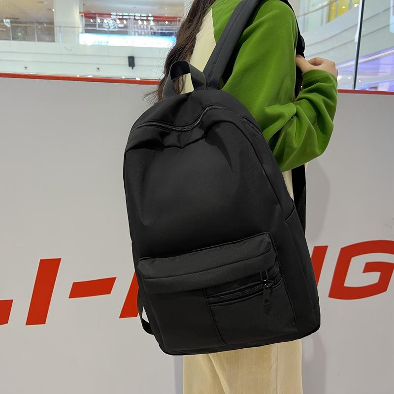 Rucsac Casual Simplu Monocrom, Geantă Ușoară Versatilă pentru Studenți de Liceu, Rucsacuri Versatile Monocrome pentru Ieșit în Oraș