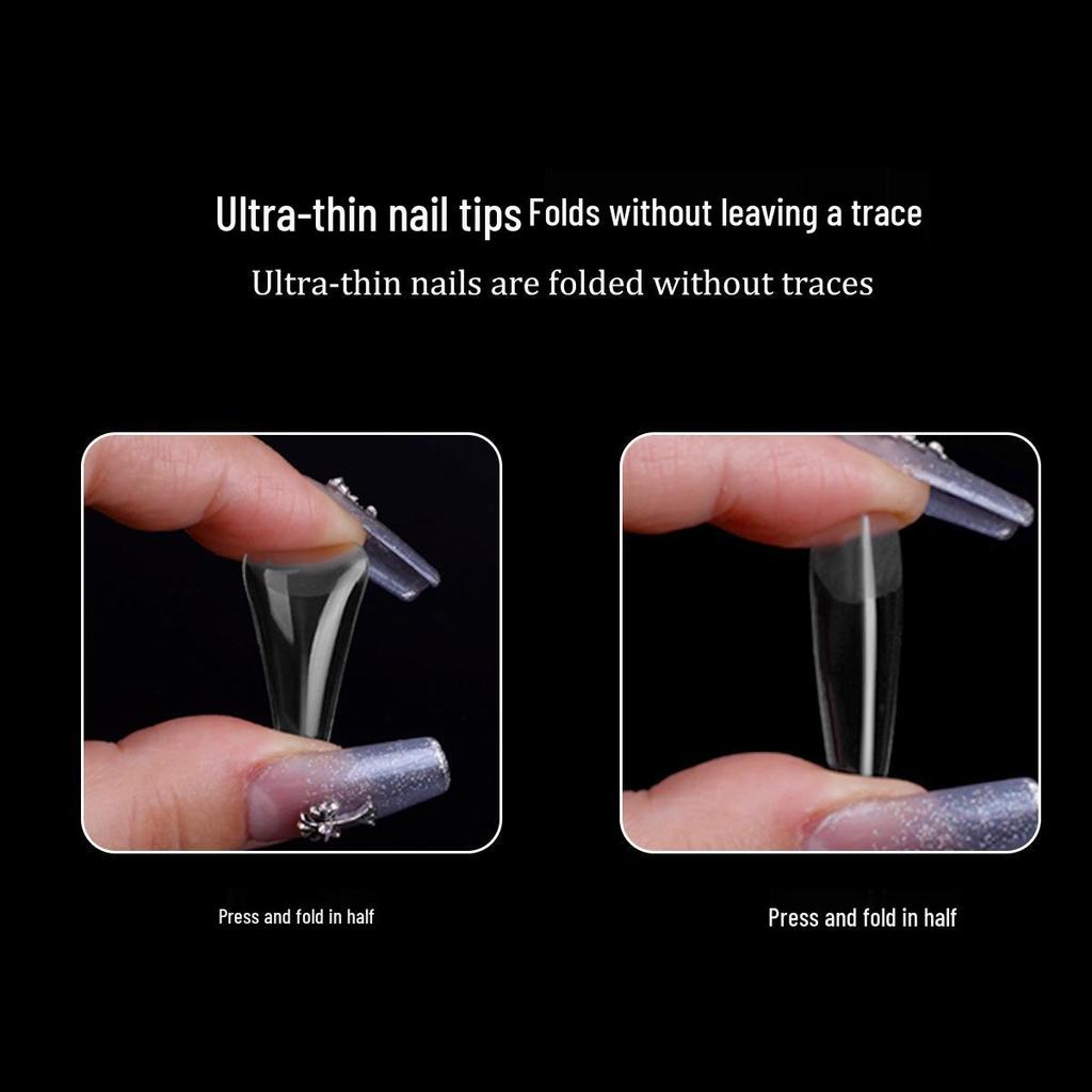 Porcelain White Ultra-Thin Traceless Frosted Long Teardrop Almond False Nails