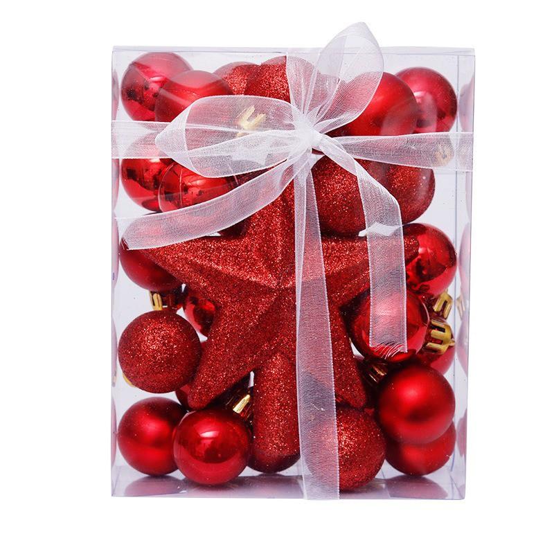 Christmas Tree Decorations Balls Set 30pcs 3cm Plastic With Topper Star Electroplated Xmas Ornaments Holiday Party