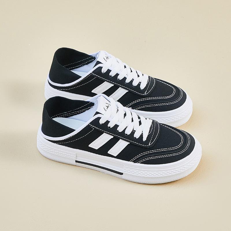 Summer Canvas Shoes New Style Female Students' Thick Sole Height-enhancing Breathable Casual Shoes Street Photography