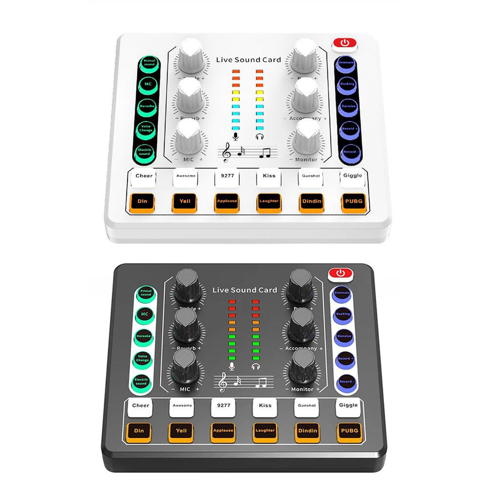 Sound Mixer Live Sound Card Voice Changer Podcast Equipment for Phone Gaming Karaoke Live Streaming/Podcasting/Gaming