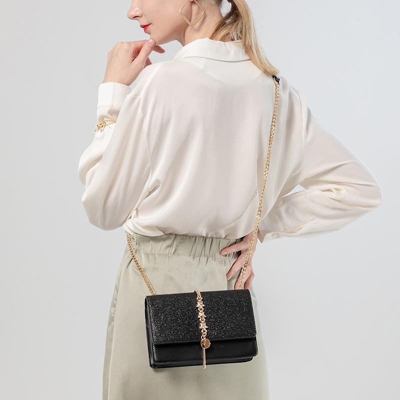 Women's Bag Holiday Gift Starry Sky Chain Small Square Bag Women's New Trendy and High-end Single Shoulder Crossbody Bag