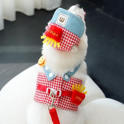3 Stück/Set Atmungsaktives Gewebe Haustier Zugseil Set Niedliche Hut Ente Frosch Design Hundeleine Welpenkleidung Ausgeh Katze Brustgeschirr