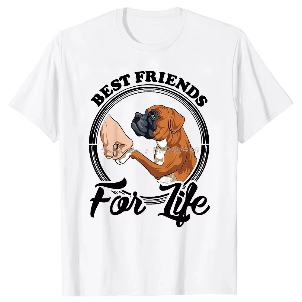 Funny Boxer Dog Lover T Shirts Tee Tops Round Neck Short-Sleeve Fashion Tshirt Clothing Casual Basic Pet Dog Dad T-shirts