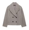 Women'S Double-Placket Wool-Blend Double-Breasted Short Coat