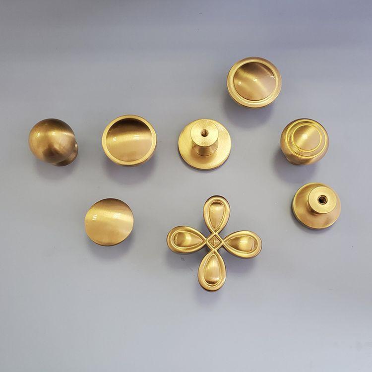 Brass Gold Flower Shape Cabinet Knob Pulls Polished Solid Brass Ball Kitchen Drawer Knob Handle