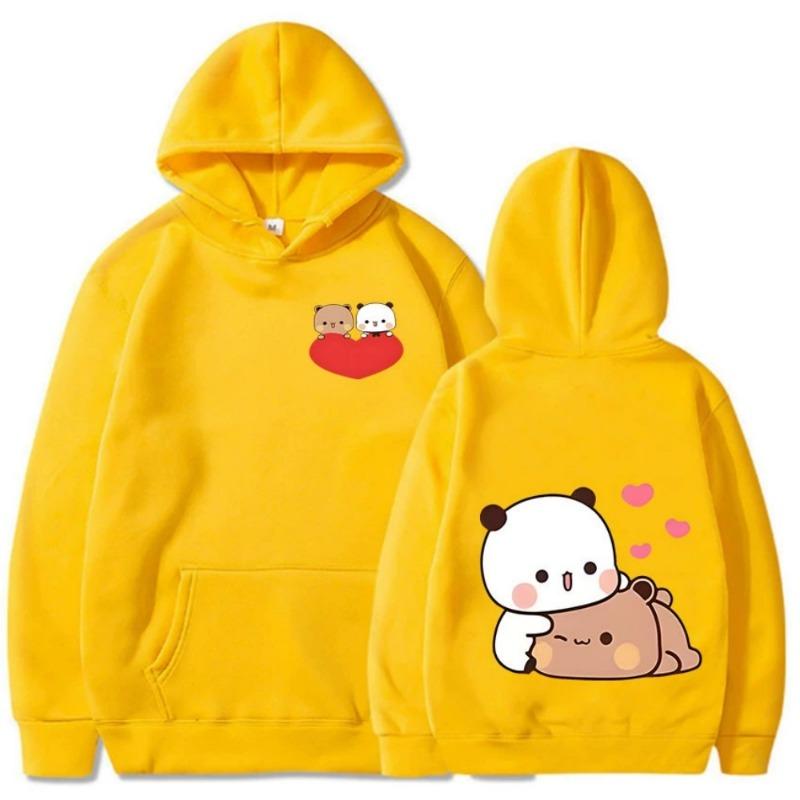 Bubu and Dudu Panda Aesthetic Pattern Funny Kawa Spring and Autumn Men's Fashionable Casual Versatile Hooded Sweatshirt