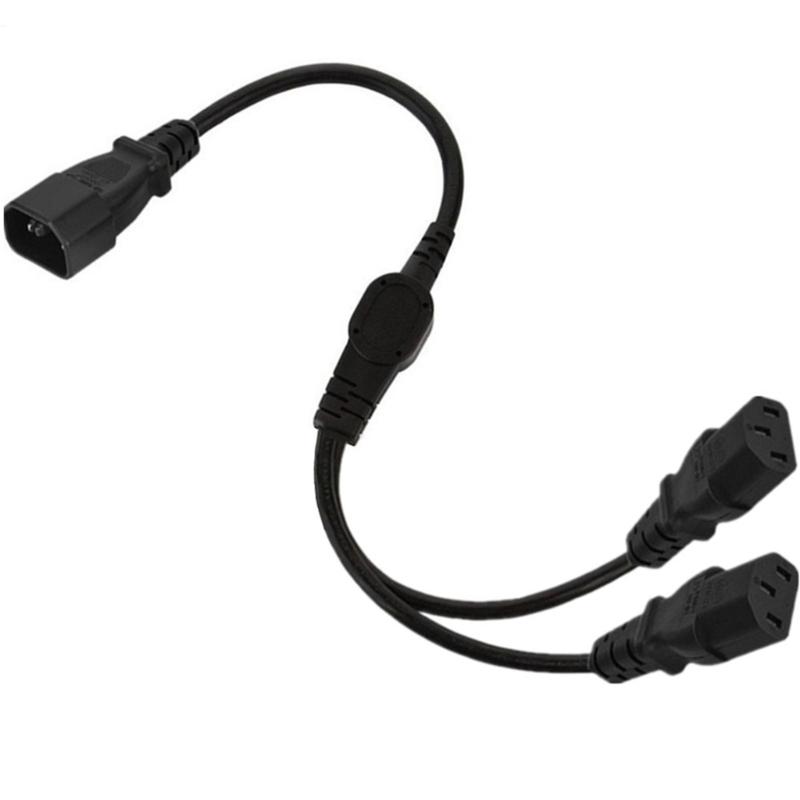 

50cm IEC320 C14 to IEC320-C13 Power Splitter Adapter Cable, 3 Terminals Male to Female Power Connector Cord Wire Black