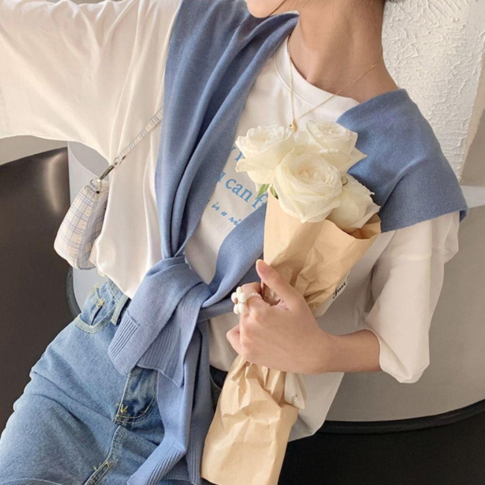 Cape Knitted Shawl Solid Color Wool Scarves Elegant Knit Scarf  Female