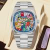 Luxury Comic Cartoon Dial Square Quartz Men's Watch Casual Calendar Stainless Steel Waterproof Sport Men Watches Clock