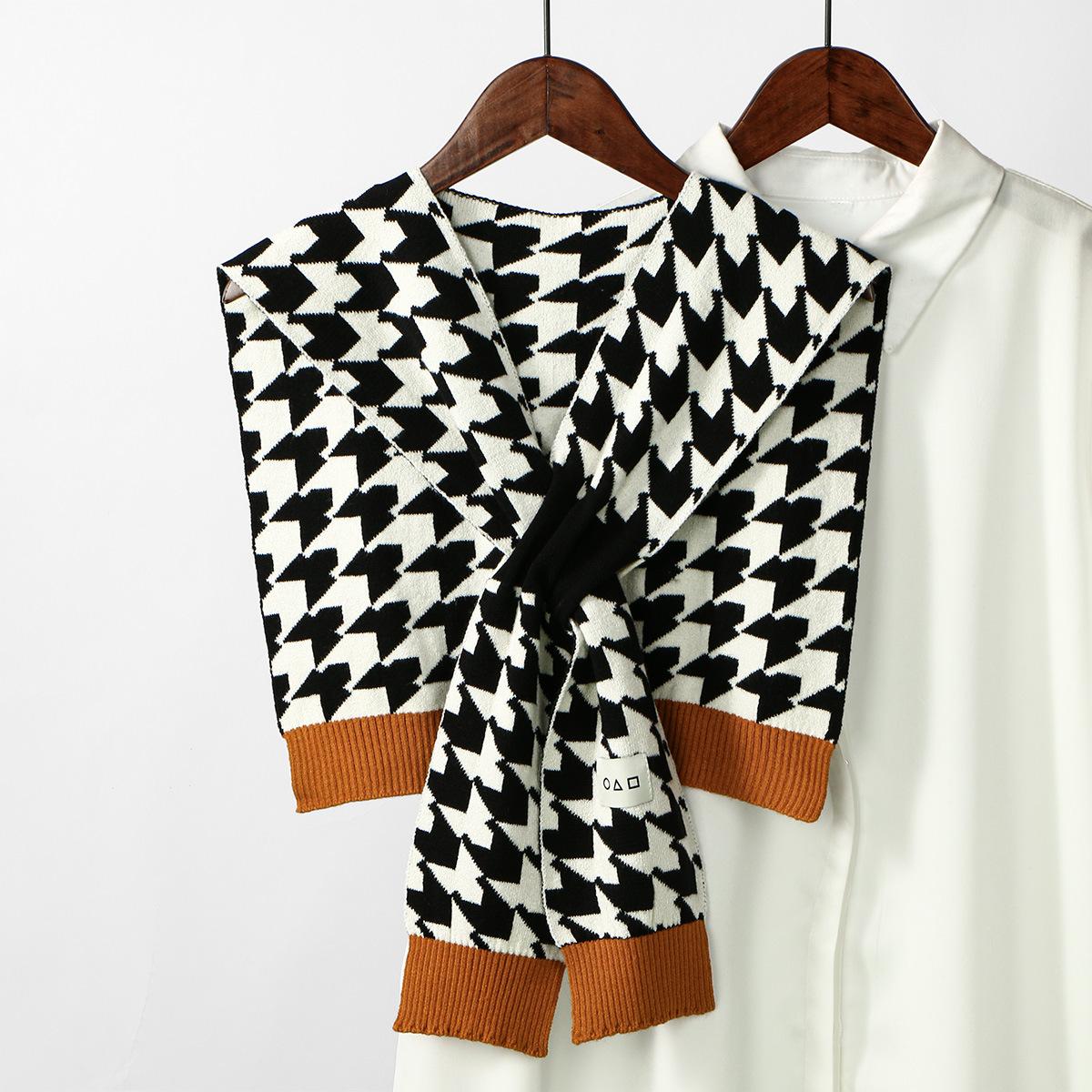 Internet Celebrity Checkerboard Knitted Small Shawl With Women S Fashion Foreign Style New Shirt With Shoulder Fake Collar 40X35CM
