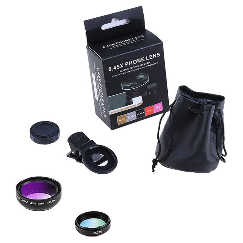 2In1 Fisheye Phone Lens 0.45X Wide Angle Zoom Fish Eye Macro Lenses Camera Kits