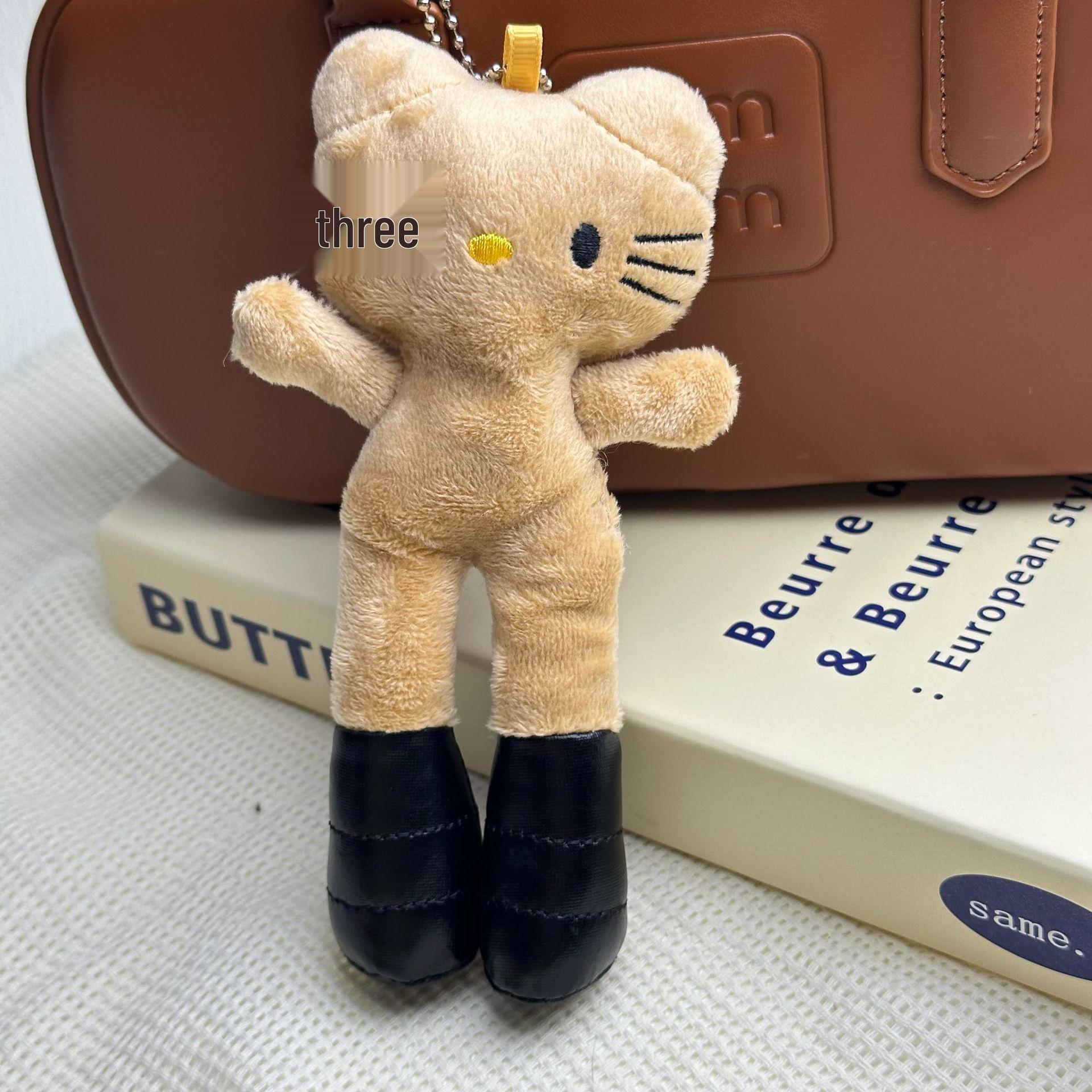 Hello Kitty Black Leather Long-Legged Plush Pendant Toy