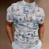 Ny T-skjorte 3D-trykket Nautisk Mønster Sommer Herre Klassisk Vintage T-skjorte Topp Herre Casual Oversized Rund Hals T-skjorte