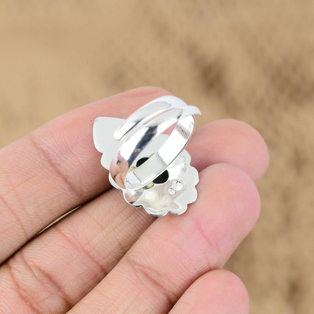 925 Silver Oval Ruby Zoisite Stone Statement Daughter Promise Boho Ring Jewelry