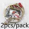 (2 Pcs/pack) 11cm Christmas Wooden Hollow Pendant Christmas Tree Ornament Merry Christmas Pendant DIY Festival Decoration
