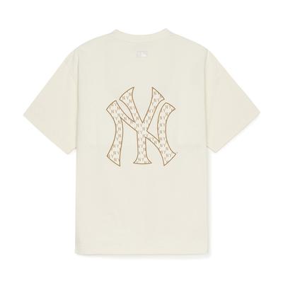 MLB Monogram NEW YORK YANKEES SS25 T Shirt Unisex Cream 3ATSM0653-50CRS
