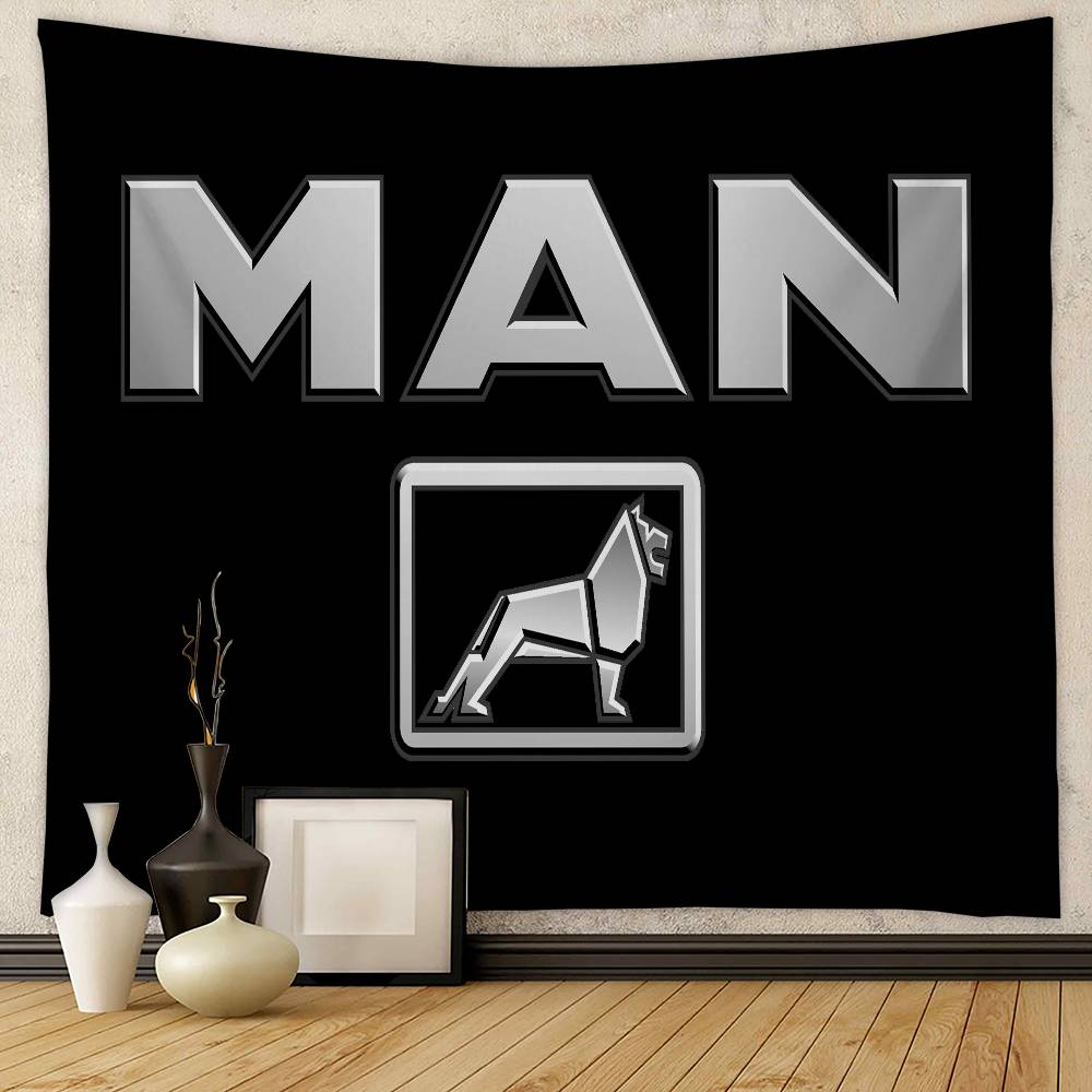 M-Man Truck Logo Colorful Tapestry Wall Hanging Hippie Flower Wall Carpets Dorm Decor Wall Art Decor