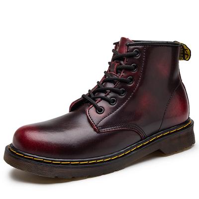 Große Größe Martin Stiefel Loch Paar High-Top-Schuhe Britischer Stil Schwarze Lederstiefel Mittlere Stiefel Generation