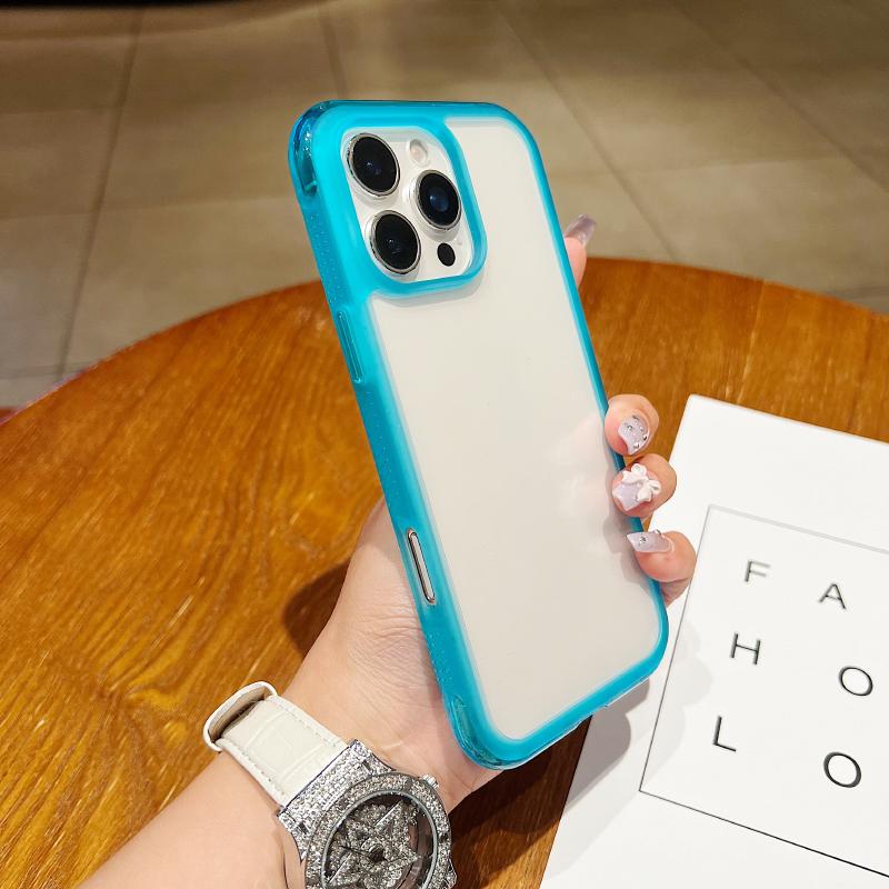 New Solid Color Border Four Corner Anti Fall HD Transparent Bumper Phone Case For iPhone 17 Pro Max Air 15 12 13 14 16 Pro Max