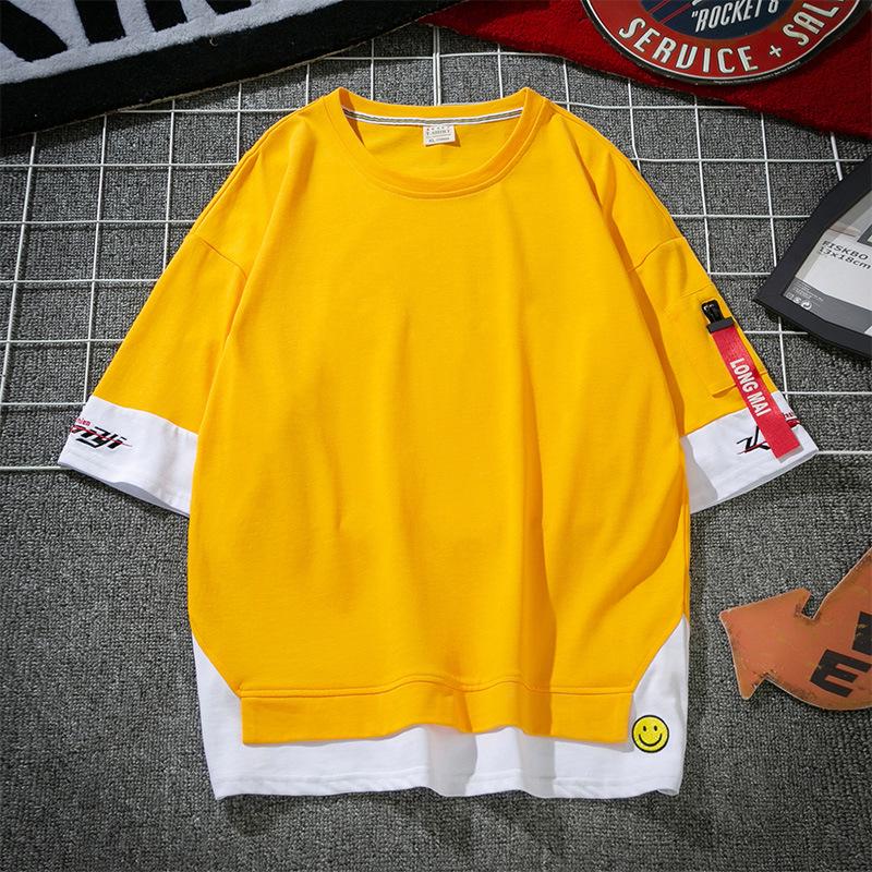 

Мужская модная свободная хлопковая футболка в корейском стиле, летняя коллекция 2020 г. L жёлтый