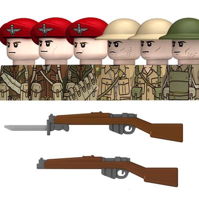 MOC WK2 Großbritannien Militärsoldaten Bausteine Luftwaffe Armee Infanterie Helme Waffen Waffenzubehör Steine Spielzeug Jungen Geschenk