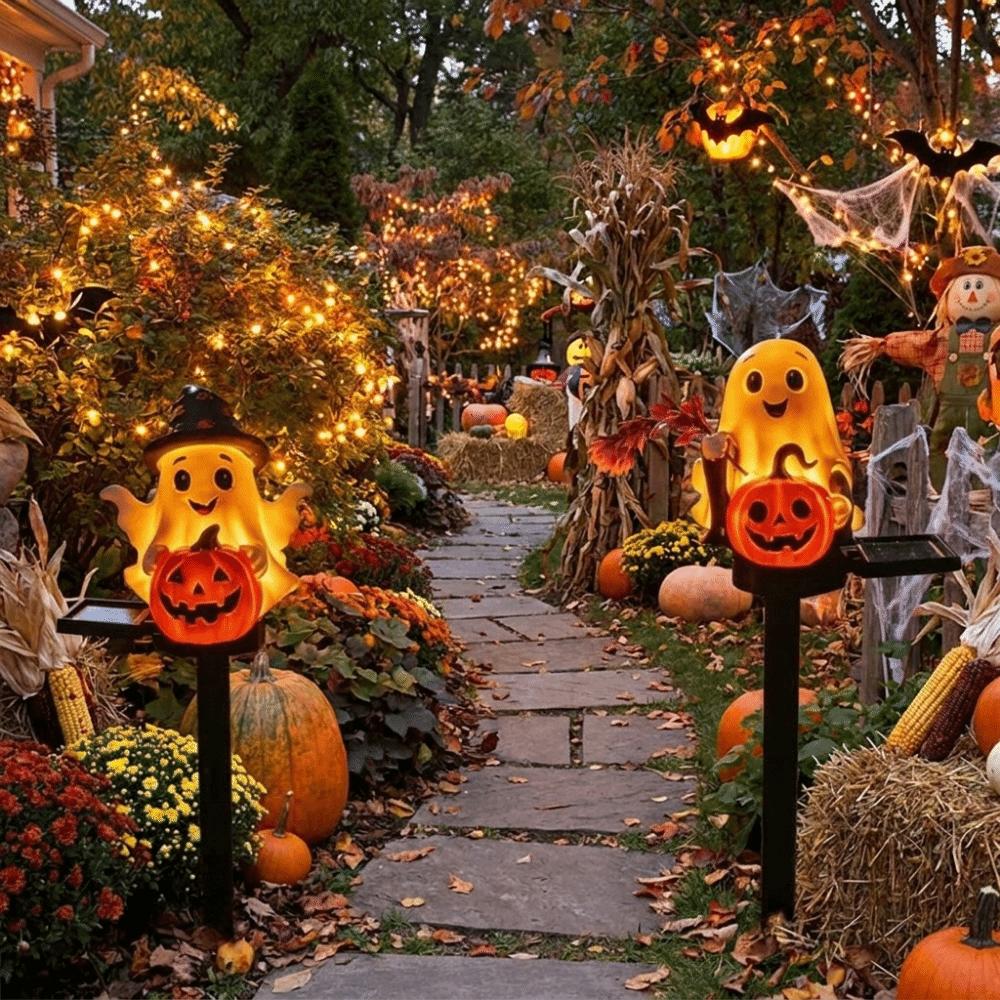 Resin Figurine Solar Halloween Lights Cute Garden Stake Light For Garden Courtyard Patio