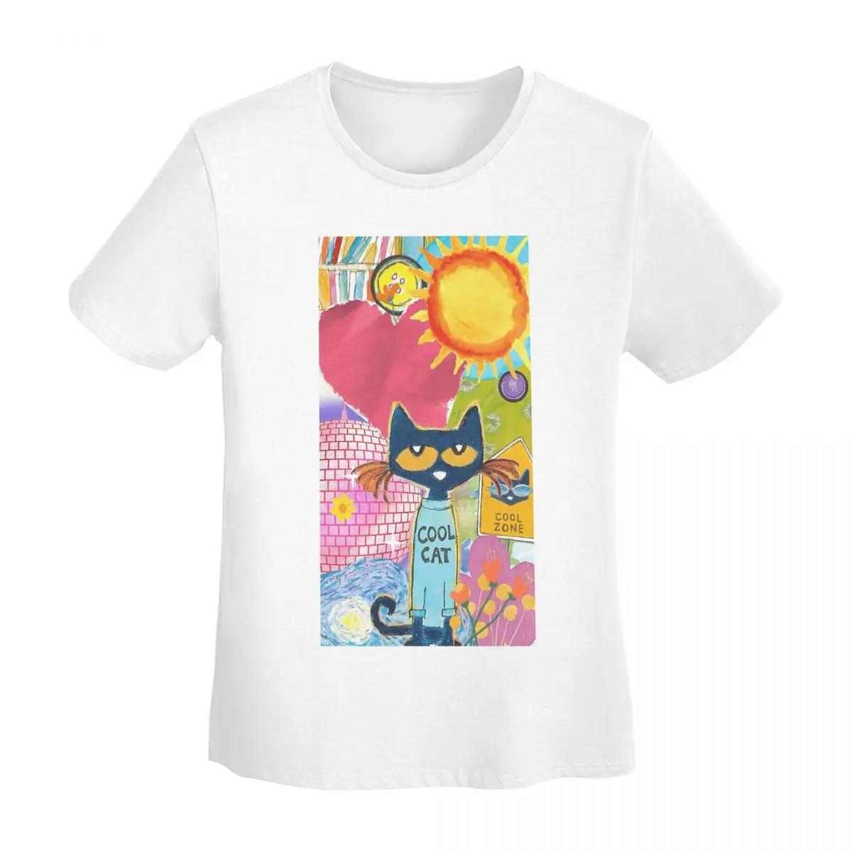 Pete The Cat TShirt Women Short Sleeve T Shirts Crew Neck Clothing Cotton Summer Tees Streetwear S