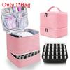 Modern Minimalist Double Layer Large Capacity Makeup Organizer For Travel And Home Use