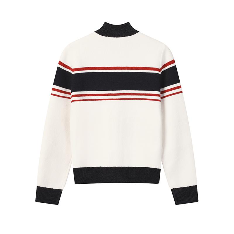 Fila Heritage Classic Fashion Simple Striped Trendy Comfortable Casual Versatile Warm Knitted Cardigan Sweater Women Outerwear F11W618404FWT