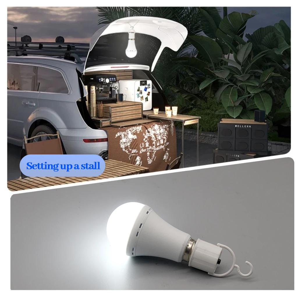 1-4PCS 9W Portable Rechargeable LED Emergency Bulb 6500K White Light E27/E26 Base for Home Camping Outdoors Emergencies