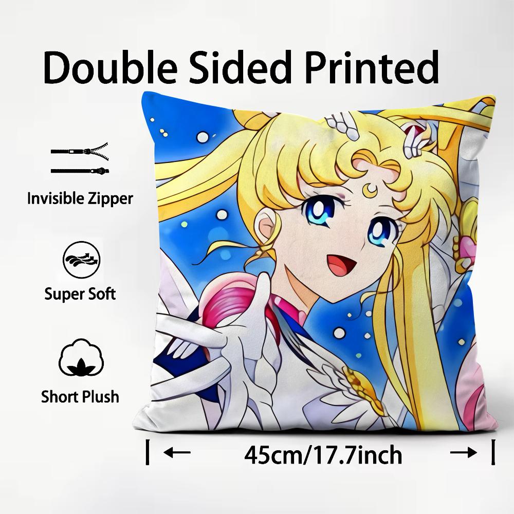 Anime S-Sailor Moons Cushion Cover Comfortable Reversible Pillow Cover Ideal For Car Sofa Bedroom & Beyond