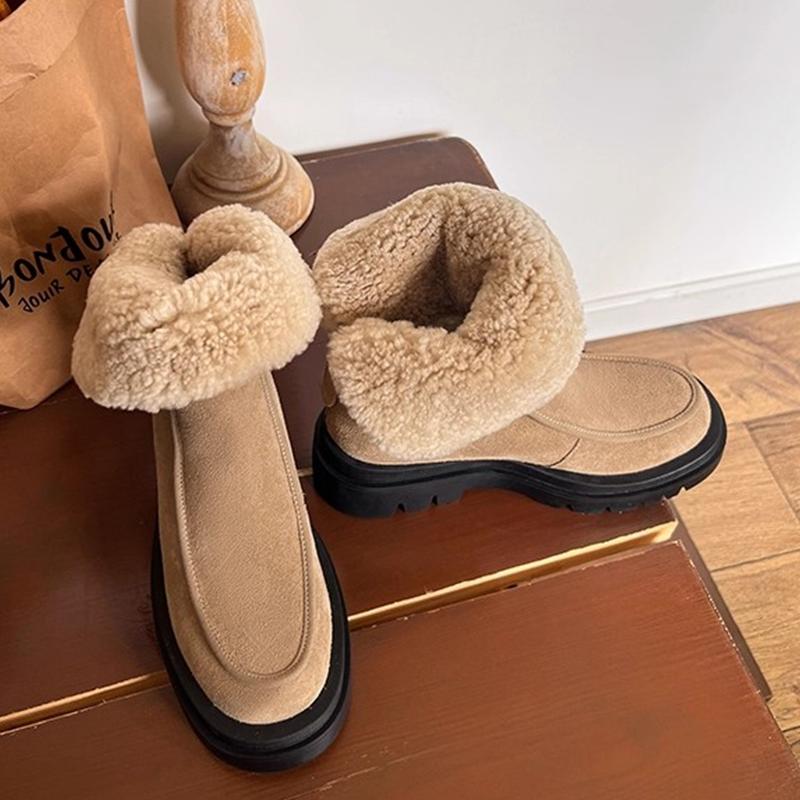 

Snow Women s Ankle Boots Flats Fashion Warm Suede Shoes Fad Cotton Shoes New Sport Comfort Short Plush Boots Mujer 40 абрикосовий