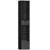 Bookcase, Storage Unit, Drawer, Cupboard, Open Compartments, 30 x 24 x 158 cm, Black