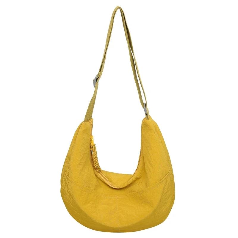 

Простые однотонные нейлоновые повседневные сумки через плечо на молнии для женщин, универсальные модные дорожные сумки