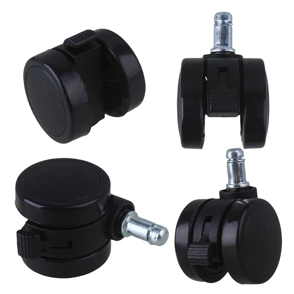 Ruote Girevoli in Metallo PU da 2" per Sedia da Ufficio Ruote per Mobili Gambo con Anello di Presa con Freno per Divano Letto Scaffale Portaoggetti 5 Pezzi