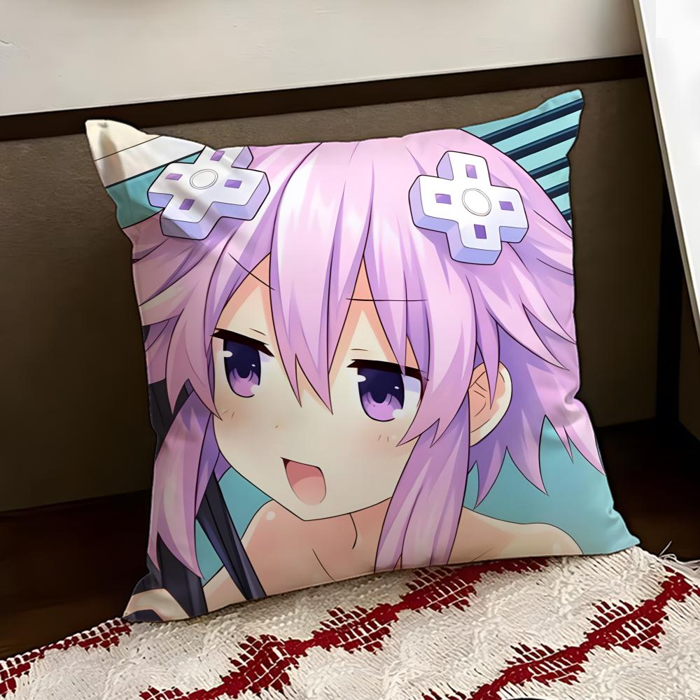 Hyperdimension Neptunia Cute Cushion Cover Reversible Soft Durable Pillow Cover Home Car MultiScene Use for Daily Comfort