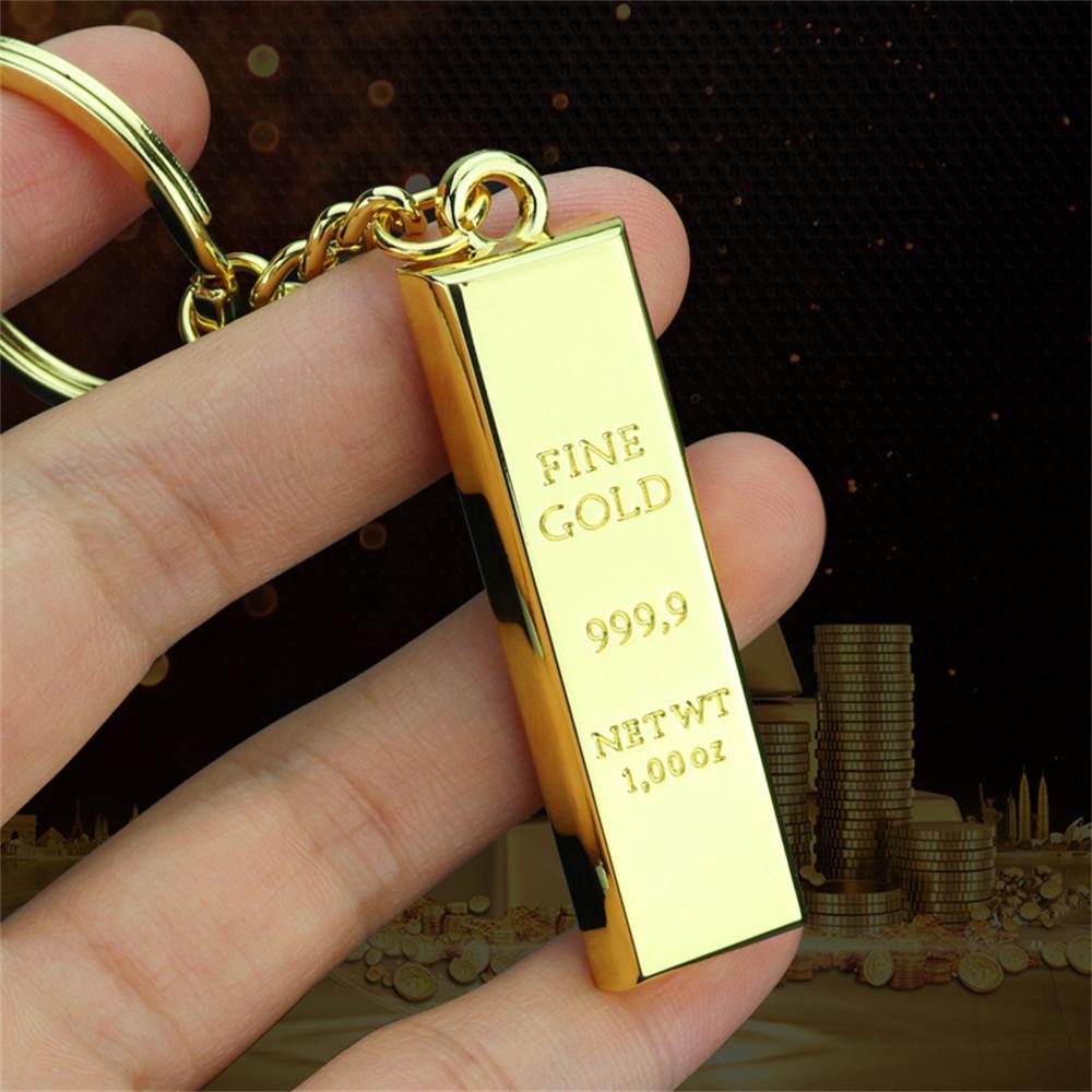 

Creative Luxury Gold Bar Keychain Retro Mini Alloy Solid Color Rectangular Key Ring Bag Pendant Car Key Holder Jewelry Gift