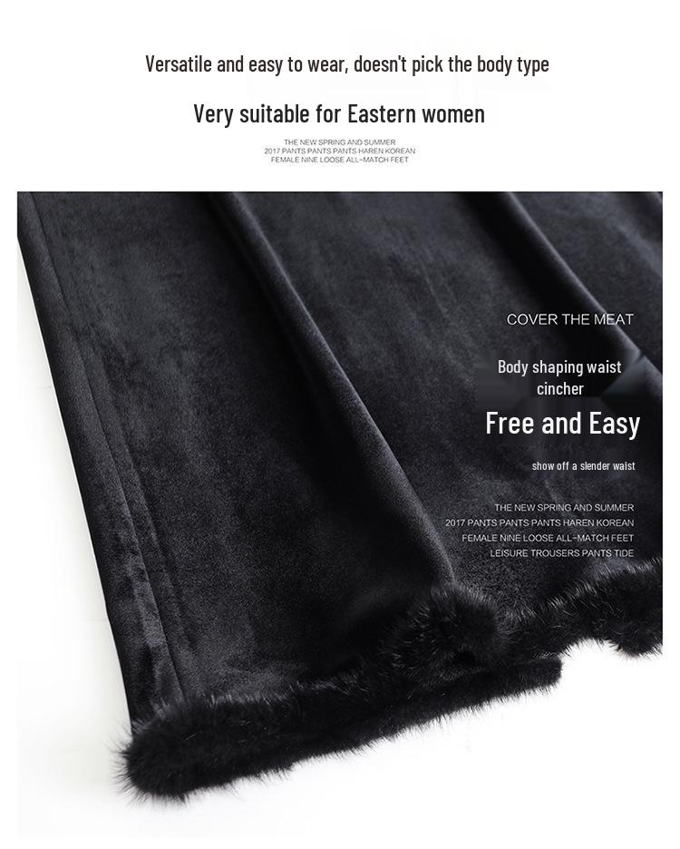 Velvet High-Waist Slit Pencil Skirt - 2025 Winter Collection