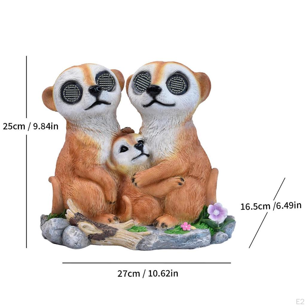 Garten Erdmännchen Familie Solarleuchte Statue Harzskulptur Landschaftslampe Geschenk Außendekoration