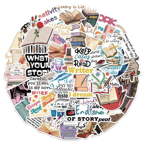 

50 шт./набор Наклейки для любителей чтения для детей, подростков, мультяшные наклейки-граффити писателя для учителей и учеников, водонепроницаемые художественные наклейки Mixed Style