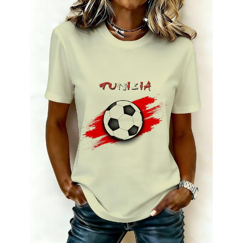 2026 Casual Women's Short-Sleeve T-Shirt with USA-Canada-Mexico World Cup Football Match Print
