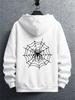 Men Spider Web Sports Hoodie Gothic Spider Graphic Print Black Oversized Pullover Streetwear Sweatshirt Autumn Winter