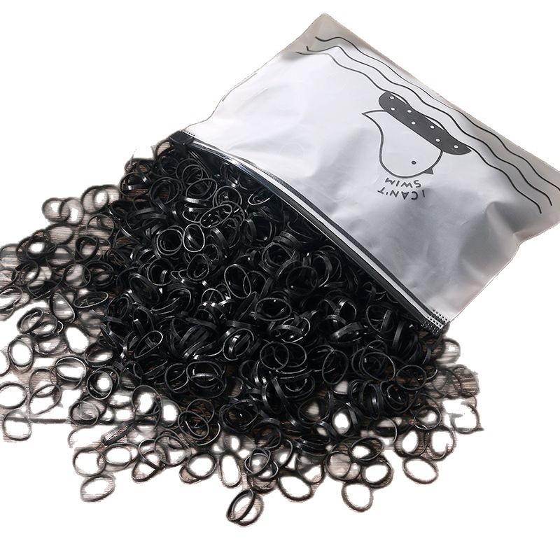 Black Rubber Hair Bands, Disposable Bulk Pack. 17x11cm, Durable Elastic, for Braids & Ponytails