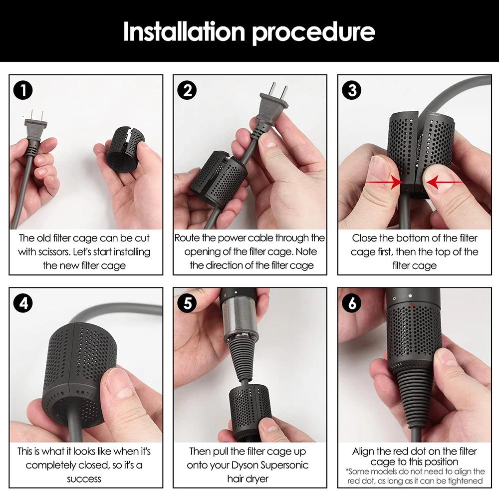 Outer Filter Cover for Dyson HD01 HD03 HD08 Hair Dryer Dustproof Strainer Filter Net Part Snap-on Opening Design Cleaner Parts