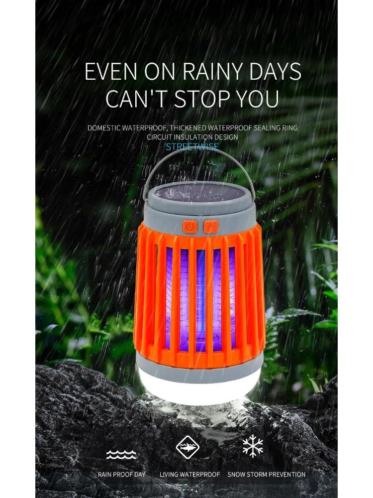 Electric Mosquito Killer Lamp UV Light Bug Zapper Trap Solar Charging Rechargeable Summer Fly Swatter Insect Killer Light