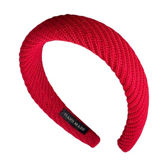 

Women Headband Wide Brim Anti-Slip Waffle Sponge Filling Handmade Knitting Hair Hoop Autumn Winter Hair Accessory красный