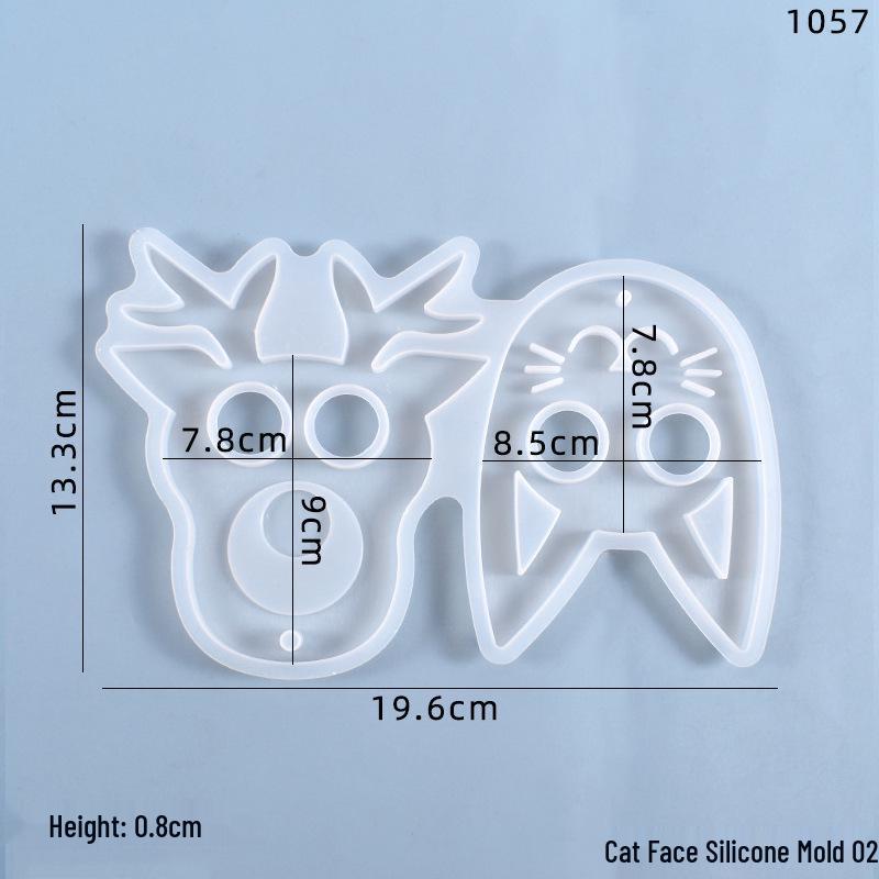 Poppy DIY Cat Face Resin Keychain Mold & Finger Armor Silicone Mold Set